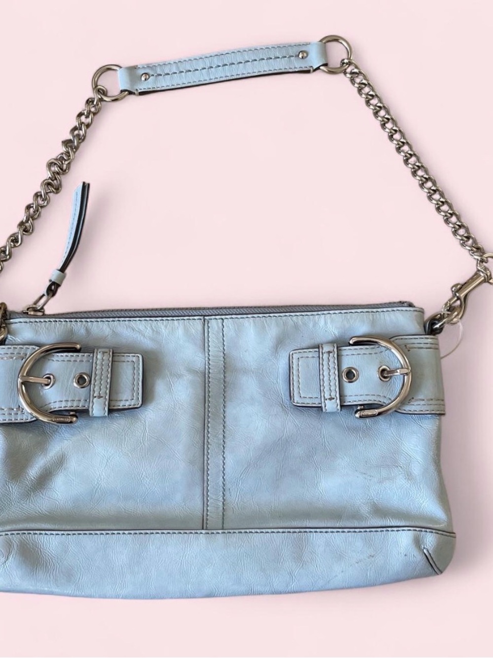 Y2K Coach  Shoulder Bag in Light Blue - Classic Chain Strap